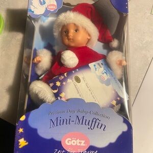 Mini-Muffin Baby Doll in Red and White Holiday Outfit
